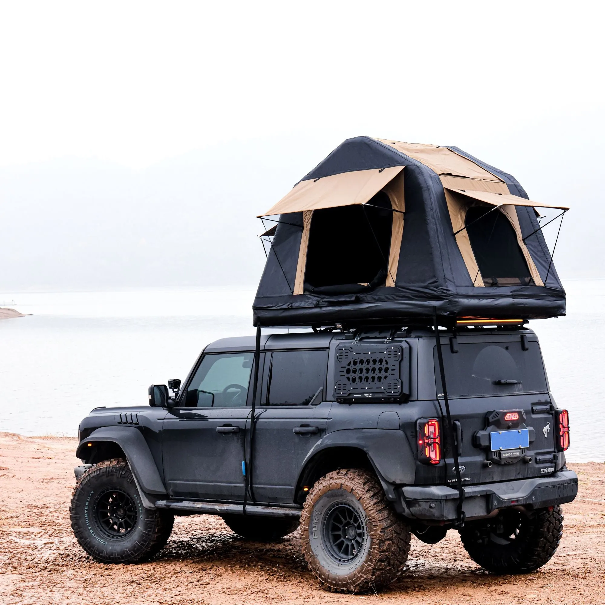 Premium for less Tent Car for Top camping 2-3 Massive offer for Ladder, Inflatable Style, Without Foldable & Khaki People Roof Tent Black) SUV,Truck( Outdoor Two-tone Camping Glamping Amphibious