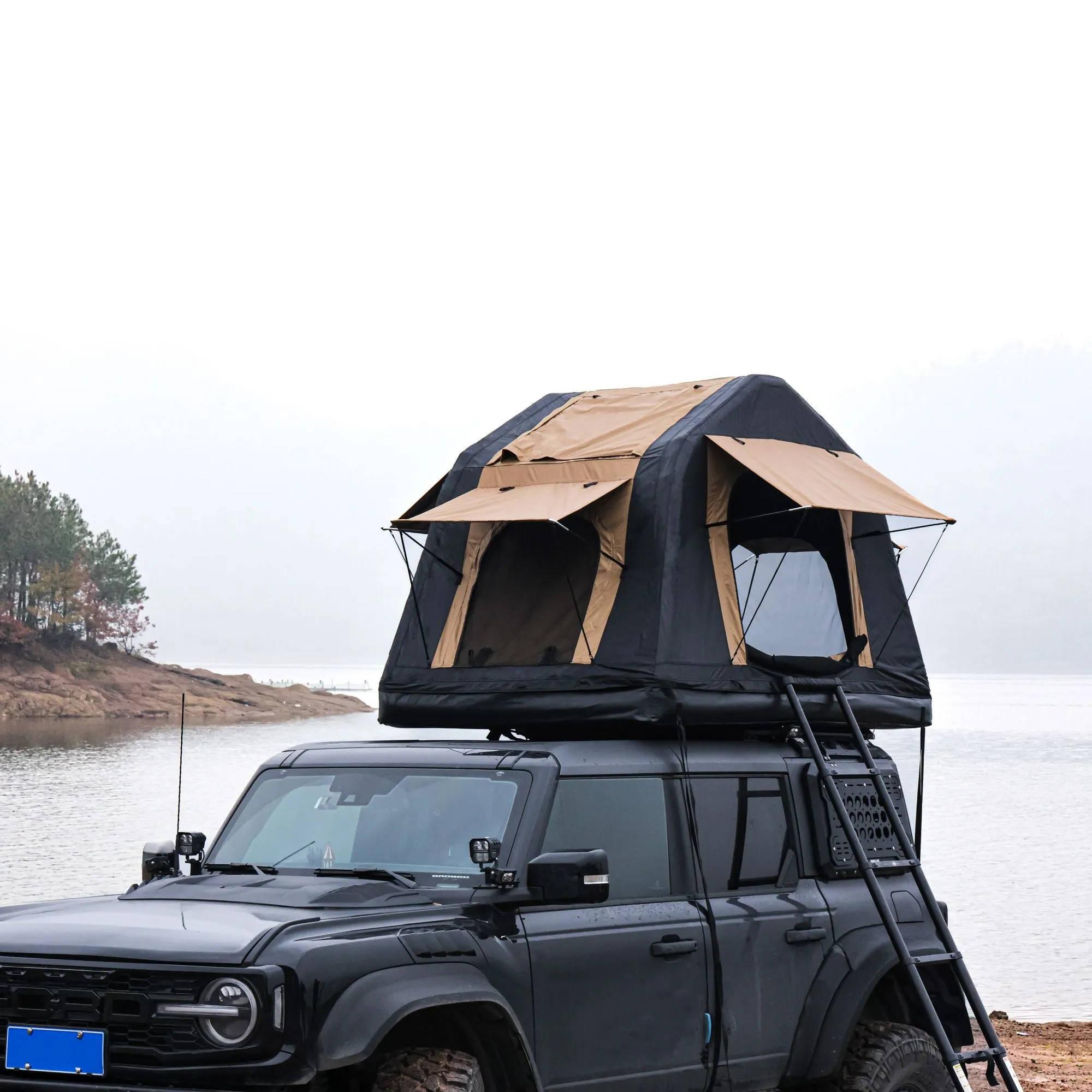 Premium for less Tent Car for Top camping 2-3 Massive offer for Ladder, Inflatable Style, Without Foldable & Khaki People Roof Tent Black) SUV,Truck( Outdoor Two-tone Camping Glamping Amphibious