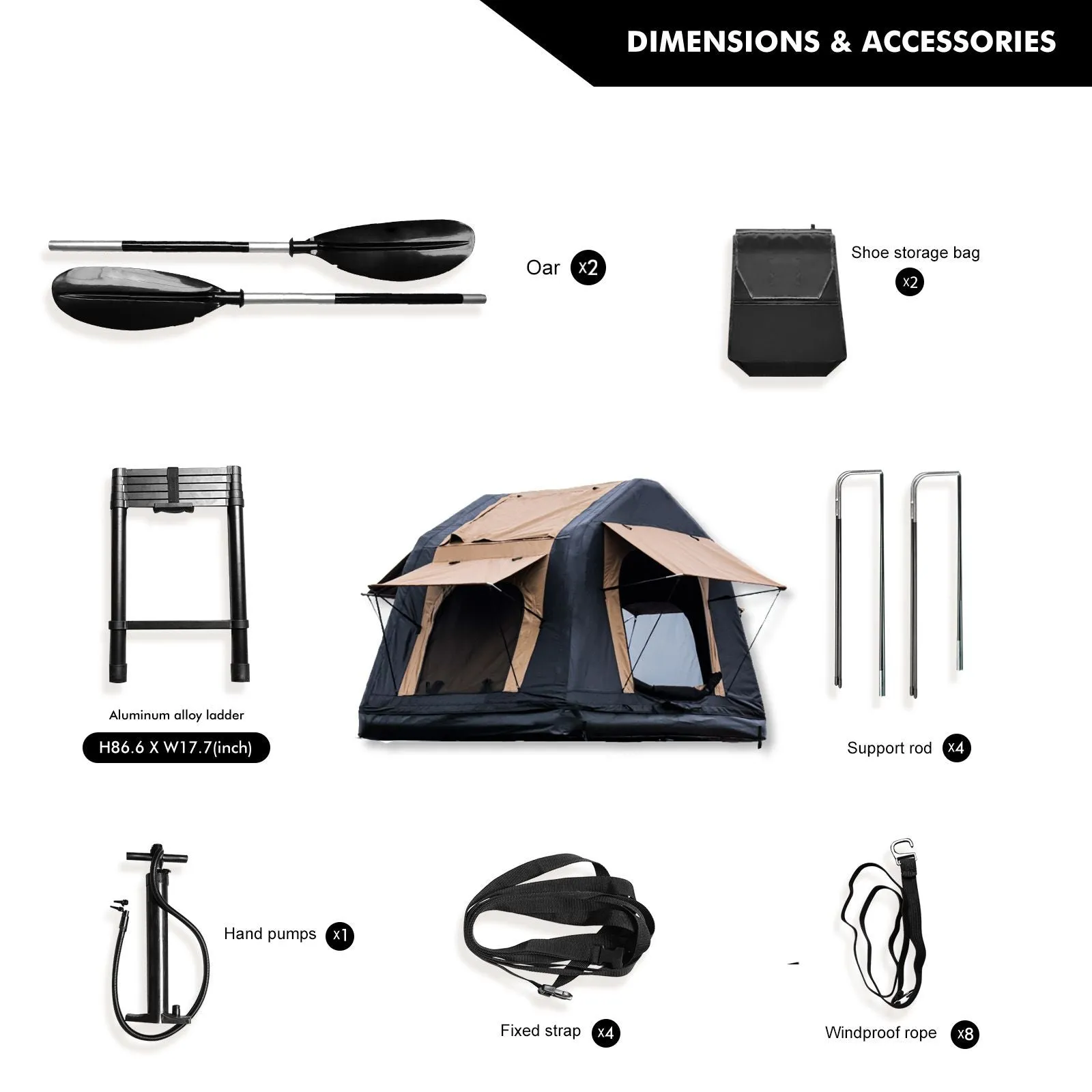 Premium for less Tent Car for Top camping 2-3 Massive offer for Ladder, Inflatable Style, Without Foldable & Khaki People Roof Tent Black) SUV,Truck( Outdoor Two-tone Camping Glamping Amphibious