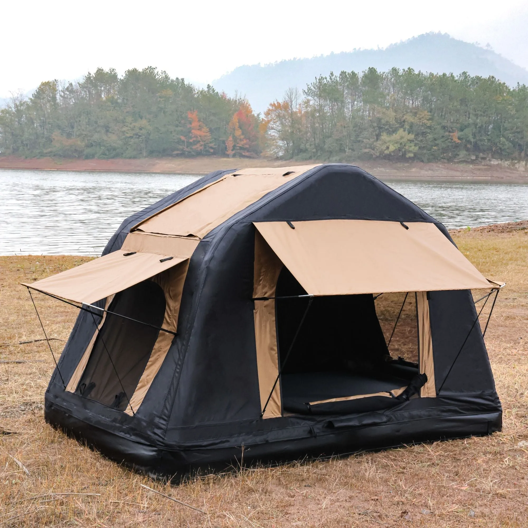 Premium for less Tent Car for Top camping 2-3 Massive offer for Ladder, Inflatable Style, Without Foldable & Khaki People Roof Tent Black) SUV,Truck( Outdoor Two-tone Camping Glamping Amphibious