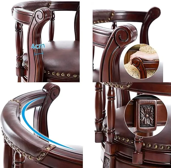 Premium Pu Leather Swivel Dining Chair Solid Wood Frame with 360 Degree Rotation and Perfect for Dining & Living Room