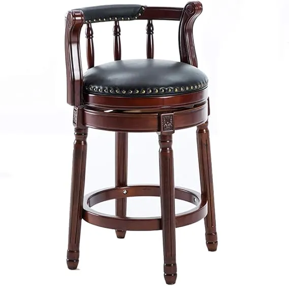 Premium Pu Leather Swivel Dining Chair Solid Wood Frame with 360 Degree Rotation and Perfect for Dining & Living Room