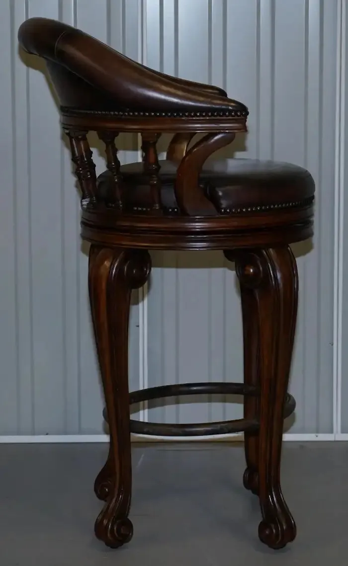 Premium Solid wood Handcrafted Modern Bar Stool with Upholstery Leatherette and 360 Degree Rotation & Unique swivel bar stools