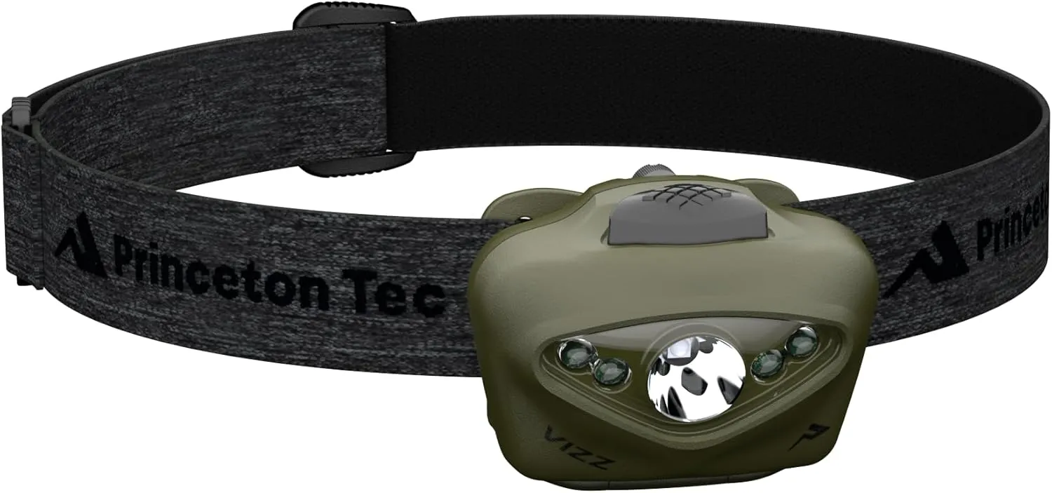 Princeton Tec Vizz Headlamp 550 Lumen Dimmable LED, IPX7 Water Resistance, Essential Outdoor Accessory for Hiking, Backpacking, Camping, Running, and Safety Preparedness, Green, New Version