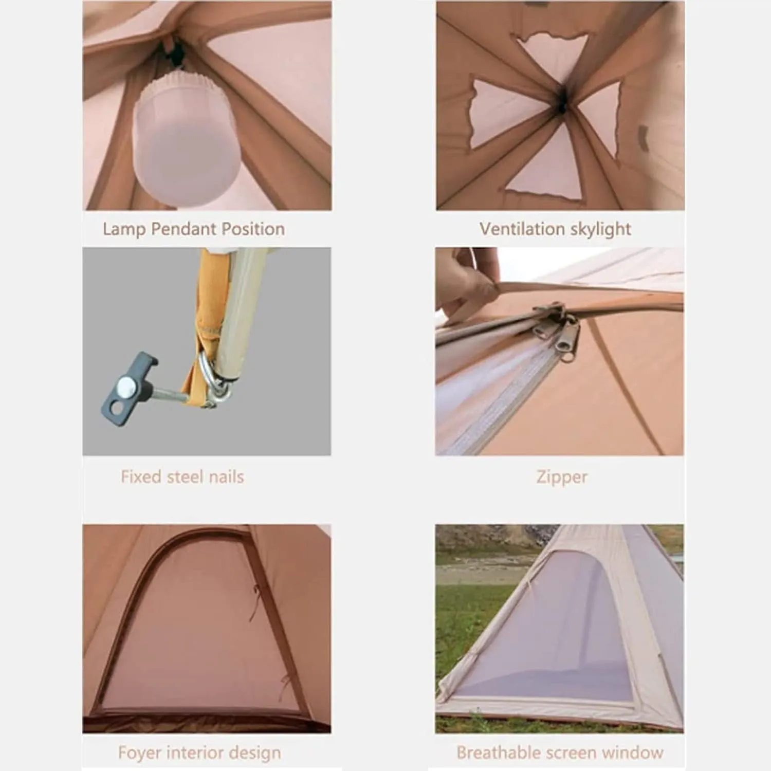 Pyramid Tent Indian Teepee Tents with Sun Shelter 3 4 People Family Tent Outdoor Camping Cotton Tent Yurt Tent for Mountaineering Hiking Camping
