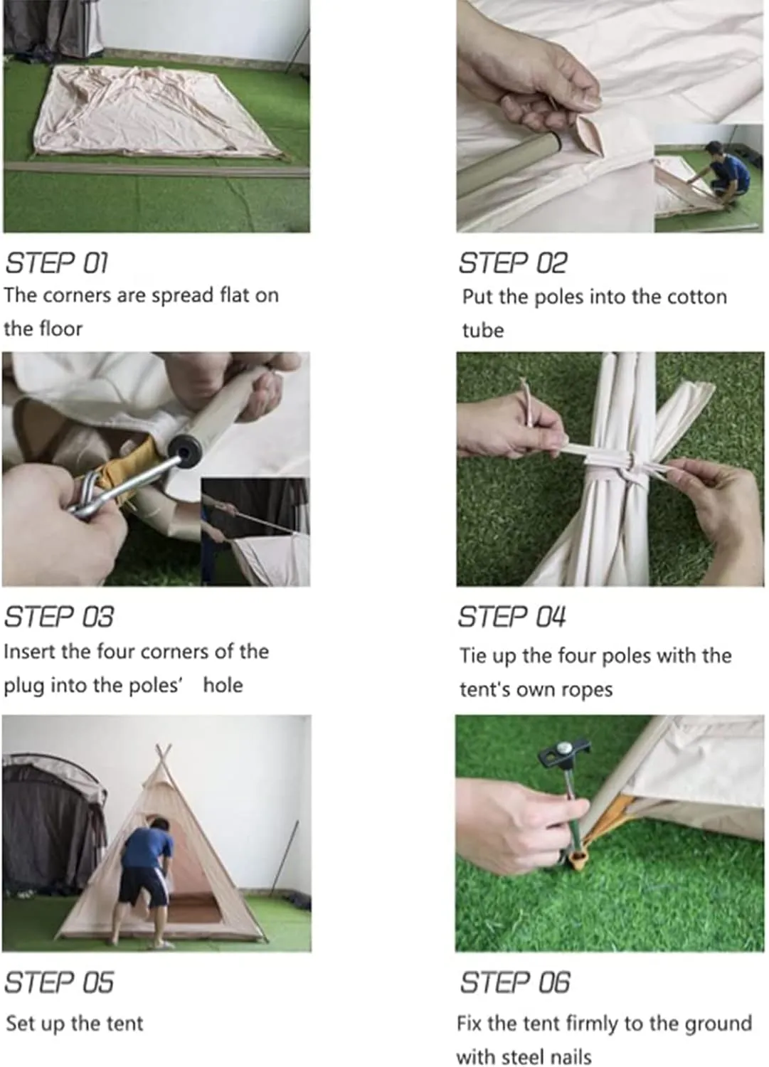 Pyramid Tent Indian Teepee Tents with Sun Shelter 3 4 People Family Tent Outdoor Camping Cotton Tent Yurt Tent for Mountaineering Hiking Camping
