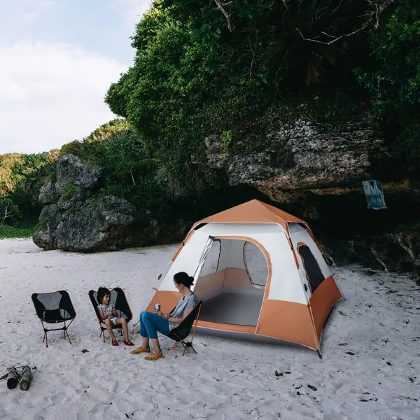 Quick Spring Camping Savings-packed 240*240*150cm Family Tent Opening Tent Brown Four-Person High-quality
