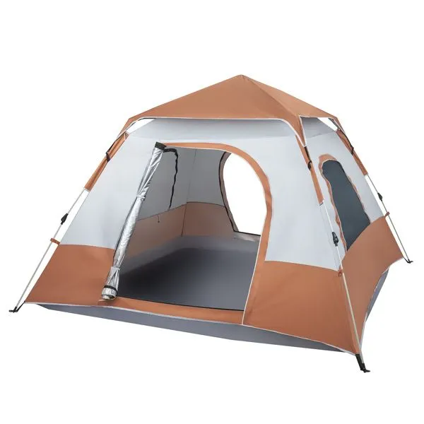 Quick Spring Camping Savings-packed 240*240*150cm Family Tent Opening Tent Brown Four-Person High-quality