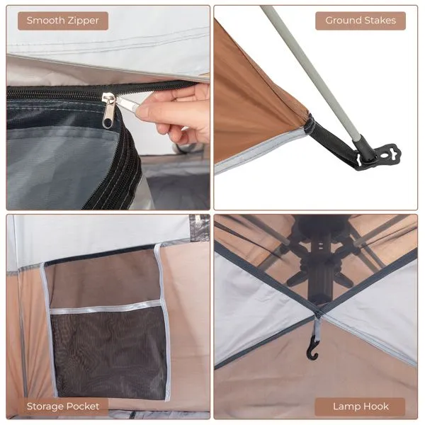 Quick Spring Camping Savings-packed 240*240*150cm Family Tent Opening Tent Brown Four-Person High-quality