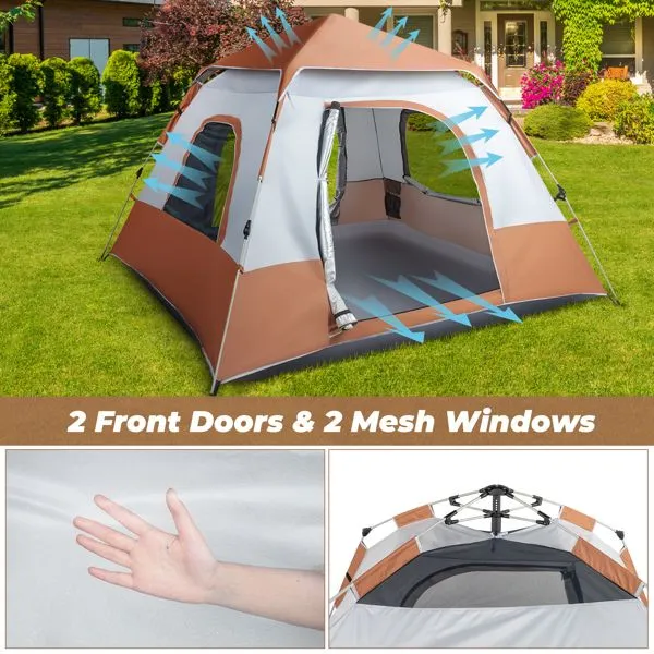 Quick Spring Camping Savings-packed 240*240*150cm Family Tent Opening Tent Brown Four-Person High-quality
