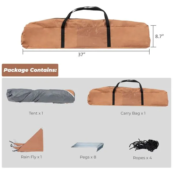 Quick Spring Camping Savings-packed 240*240*150cm Family Tent Opening Tent Brown Four-Person High-quality