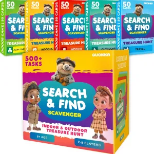 QUOKKA Scavenger Hunt for Kids Ages 4-8 - 250  Indoor Outdoor Activities for Kids Ages 6-8 - Camping Backyard Outdoor Games for 3-6 Year Olds - Pocket Travel Toys for Boys Girls and Family