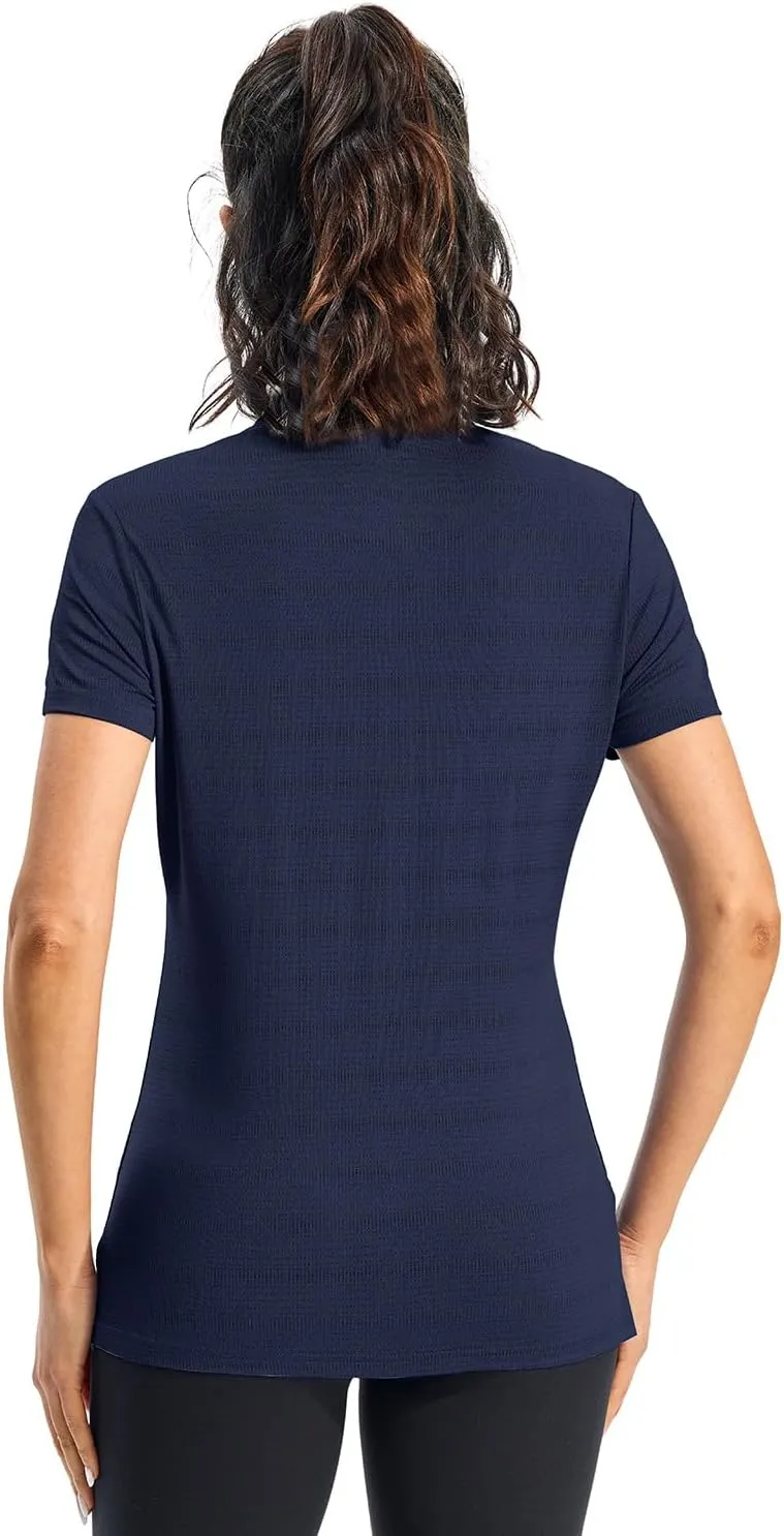 Rdruko Women's Hiking Shirts Short Sleeve UPF 50  Sun Protection Lightweight Dry Fit Running Fishing Shirts