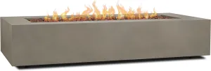 Real Flame Aegean 70in Rectangle Propane or Natural Gas Fire Pit Table, 65,000 BTU, Powder-Coated Steel, Push-Button Ignition, CSA Certified, Lava Rock, Storage Cover, Stainless Steel Burner with Lid