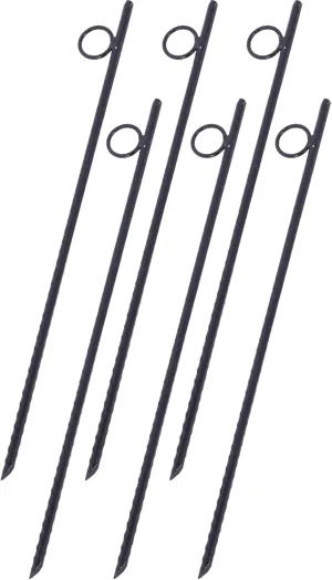 Rebar Stakes with Loop - Durable Heavy Duty Steel Tent Canopy Ground Stakes, 3/8" x 18" Pack of 6
