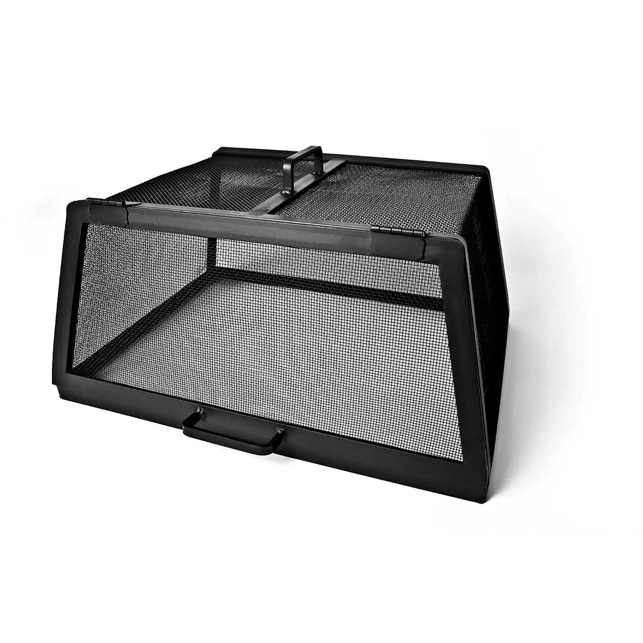 Rectangular Fire Pit Screen with Hinged Door - Stainless Steel