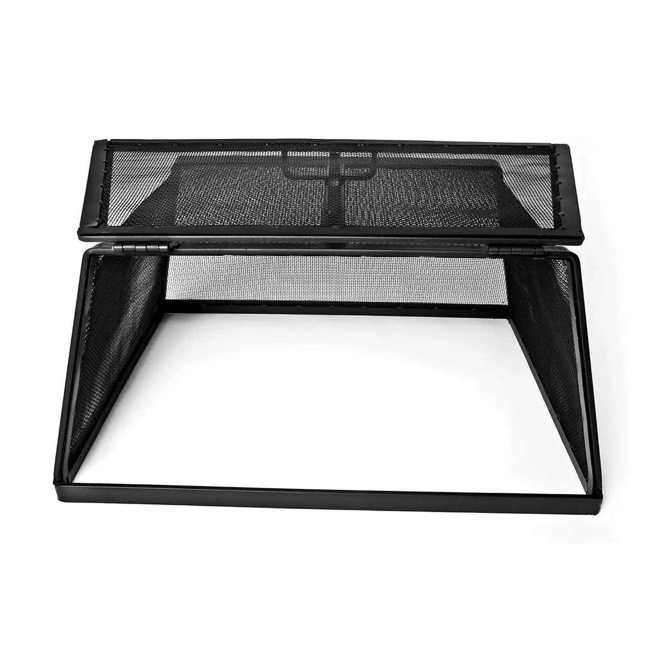 Rectangular Fire Pit Screen with Hinged Door - Stainless Steel