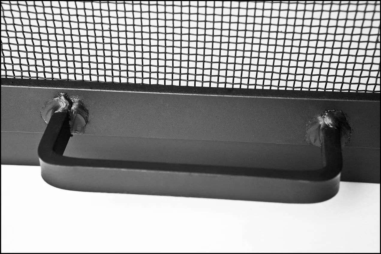 Rectangular Fire Pit Screen with Hinged Door - Stainless Steel