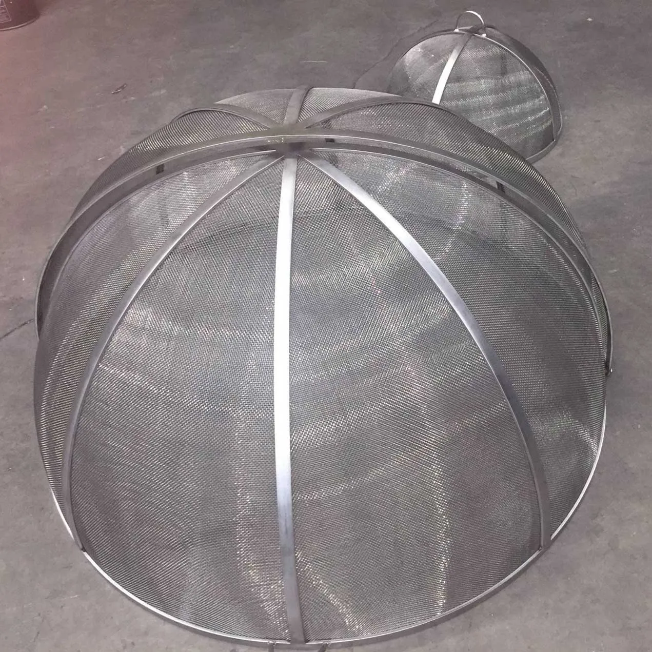 Rectangular Fire Pit Screen with Hinged Door - Stainless Steel