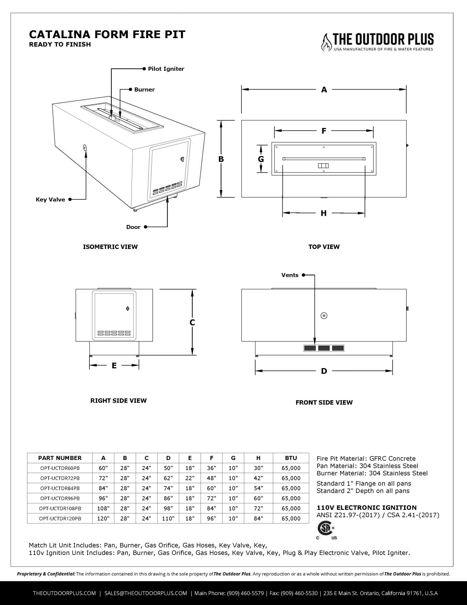 Rectangular Ready-to-Finish Catalina Fire Pit Form - Steel