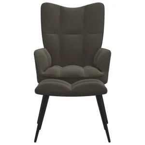 Relaxing Chair with a Stool Dark Gray Velvet