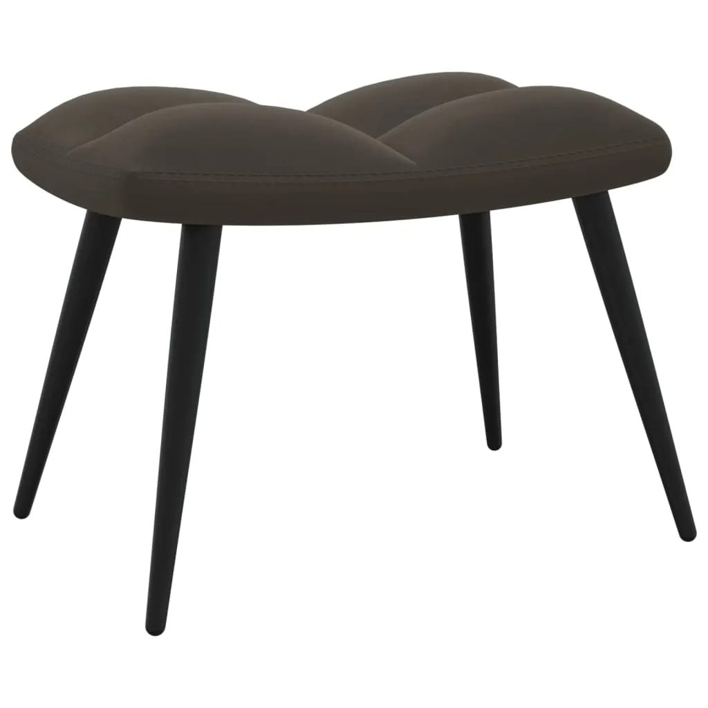 Relaxing Chair with a Stool Dark Gray Velvet