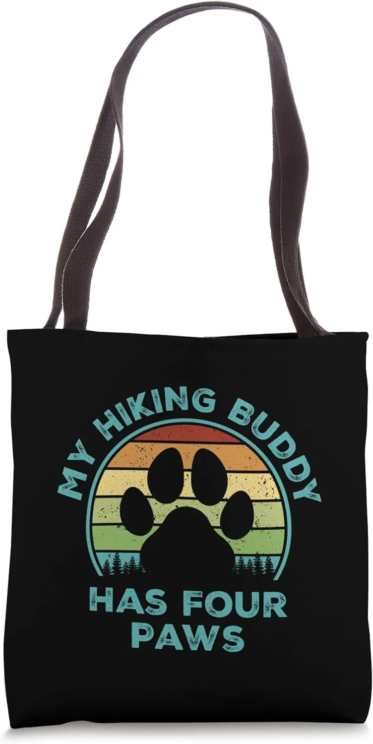 Retro My Hiking Buddy Has Four Paws Tote Bag