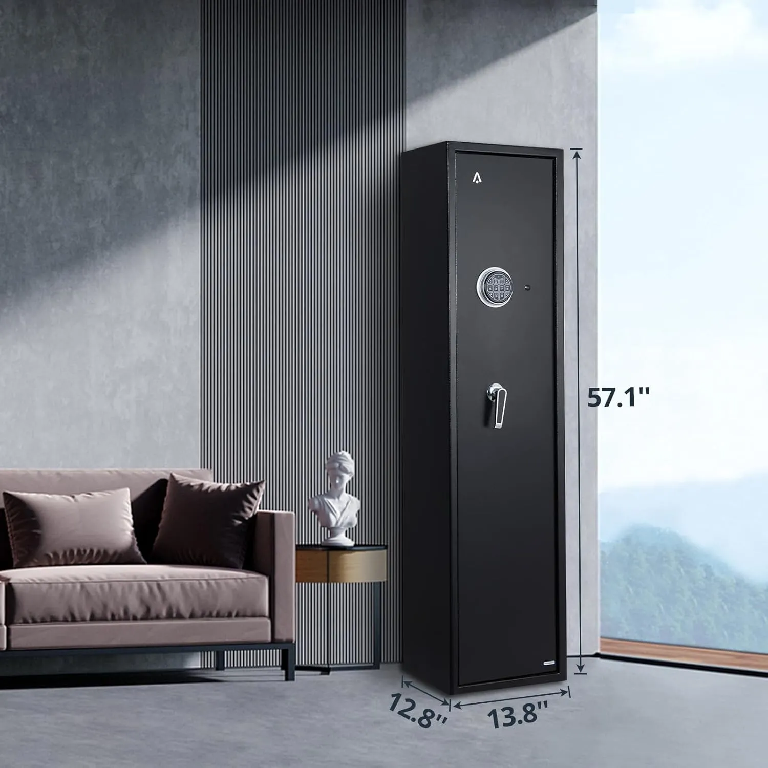 Rifle Gun Safe for Home Rifle and Pistols, Heavy Duty Anti-Theft Long Gun Security Cabinet Safe for Rifles and Shotguns, Gun Storage Cabinet With Pistol Lockbox, Removable Shelf, Silent Mode
