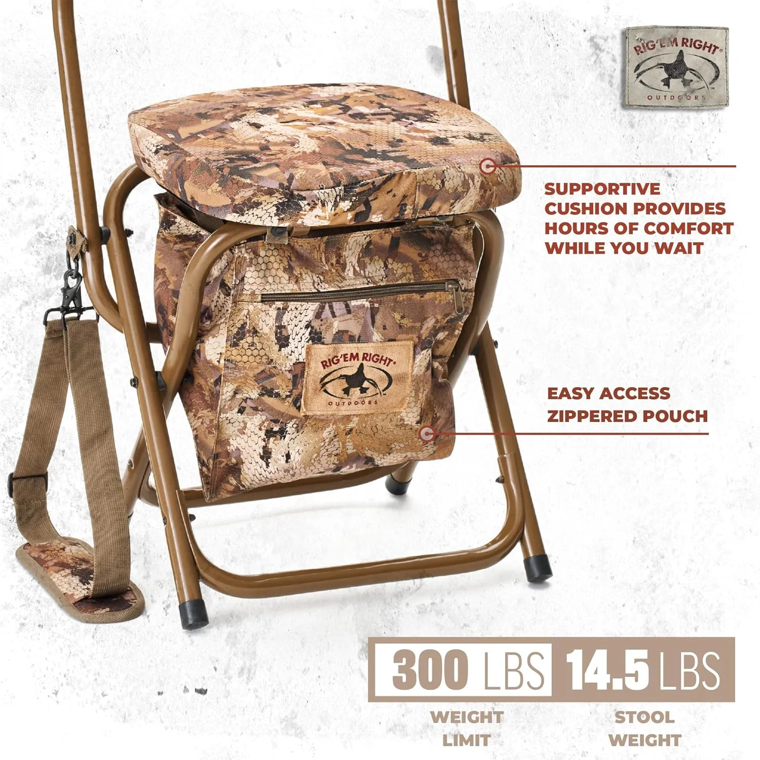 Rig'Em Right Waterfowl Hyde Hunting Stool for Blinds and Dove Hunting, Gore Optifade Marsh