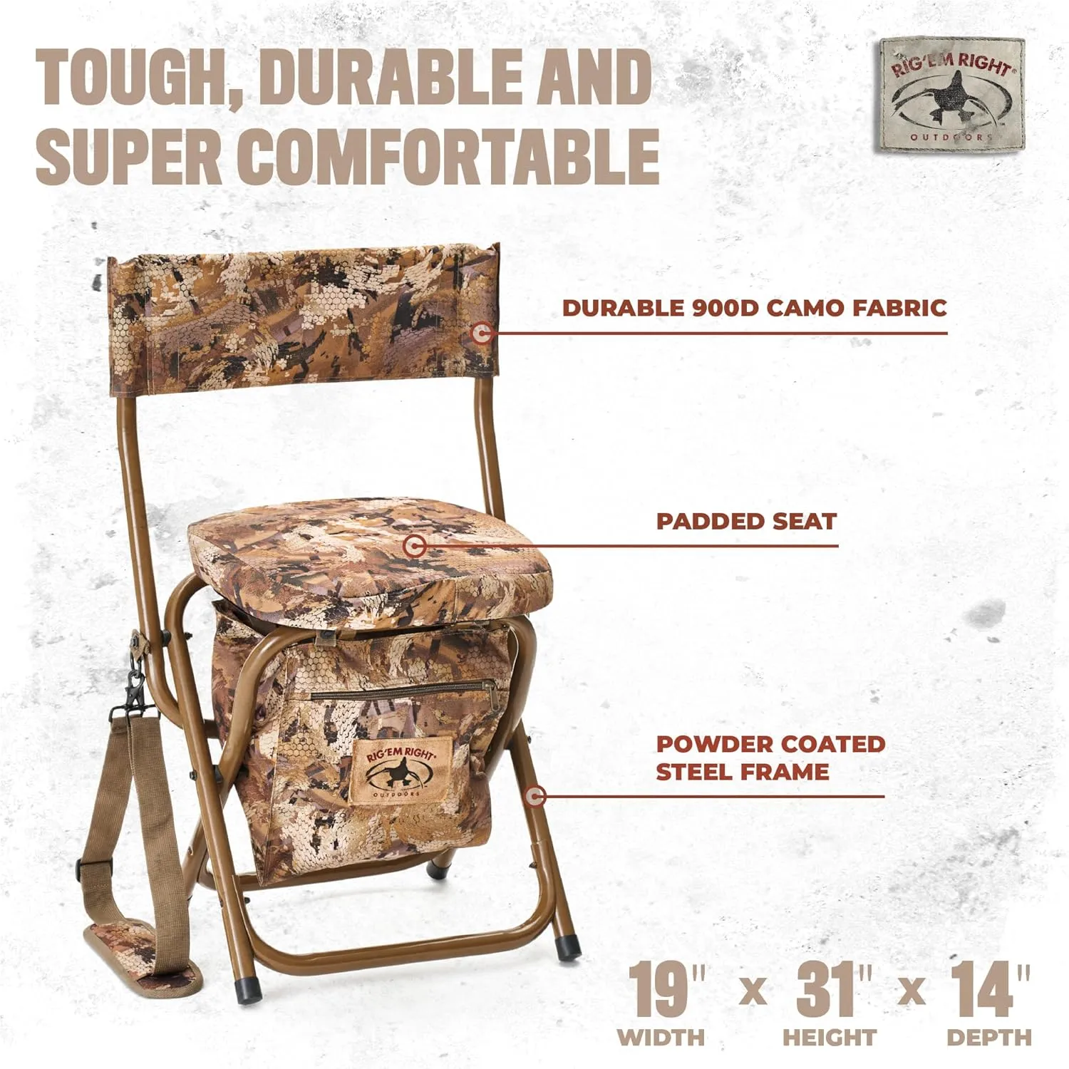 Rig'Em Right Waterfowl Hyde Hunting Stool for Blinds and Dove Hunting, Gore Optifade Marsh