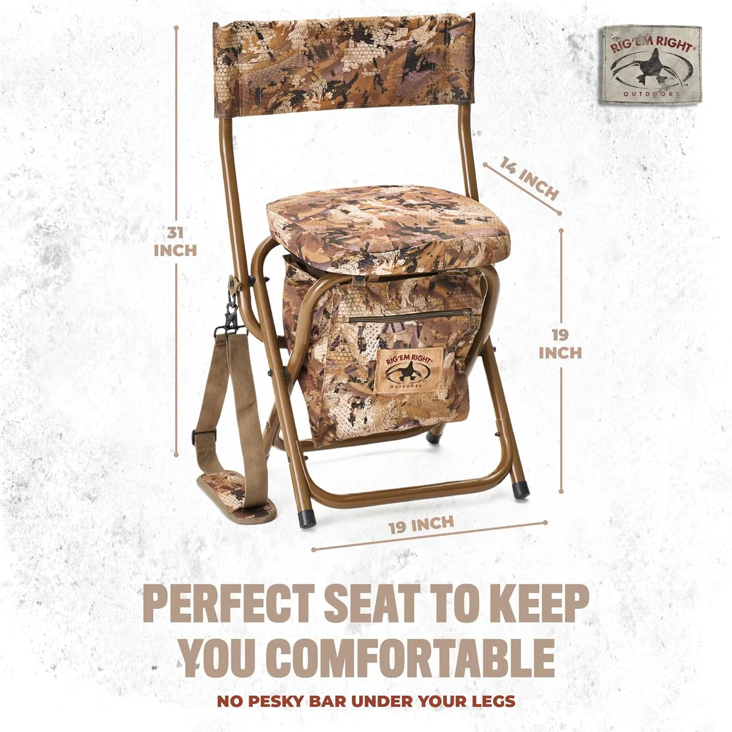 Rig'Em Right Waterfowl Hyde Hunting Stool for Blinds and Dove Hunting, Gore Optifade Marsh