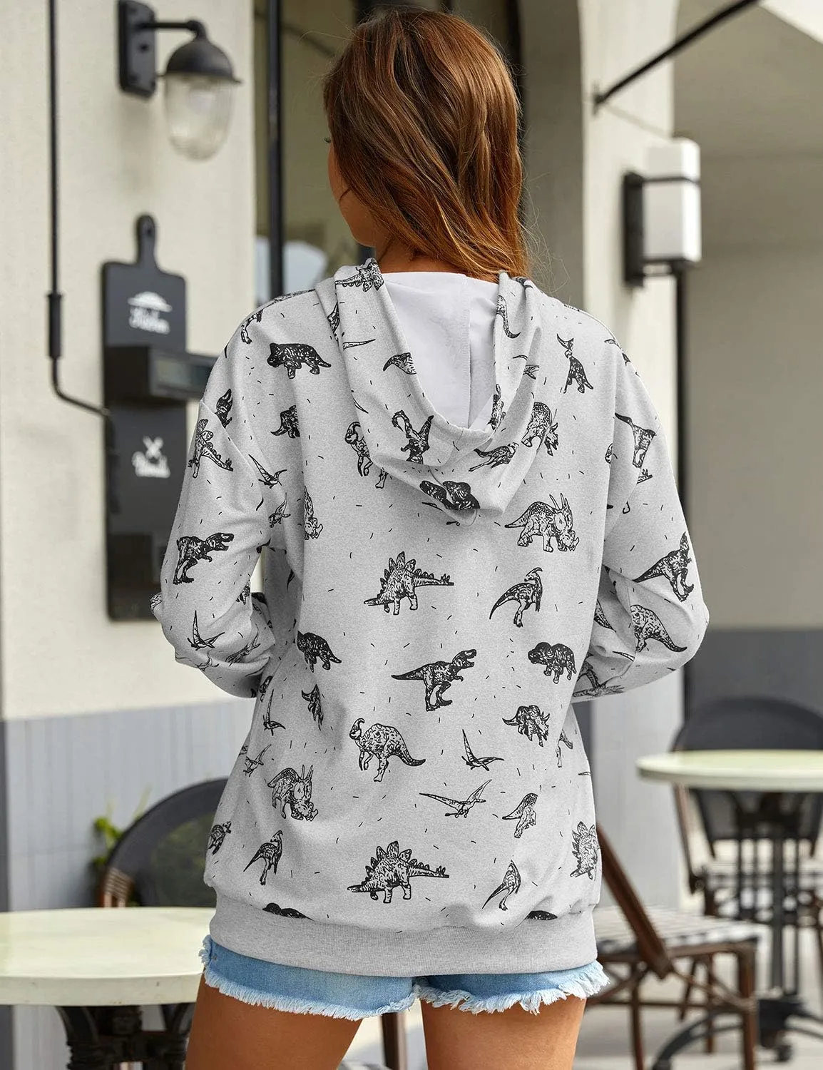 RMCMS Women Cute Dinosaur Graphic Prime Sweatshirt Tees Ladies Bestie Fun Hoodies Pullover Tops