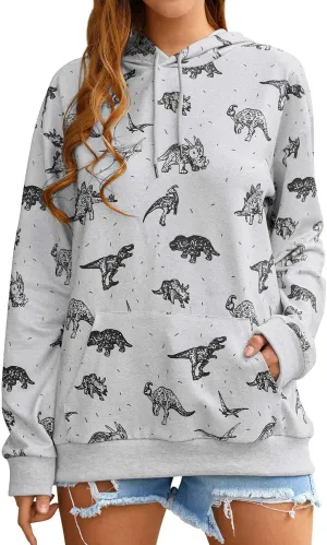 RMCMS Women Cute Dinosaur Graphic Prime Sweatshirt Tees Ladies Bestie Fun Hoodies Pullover Tops