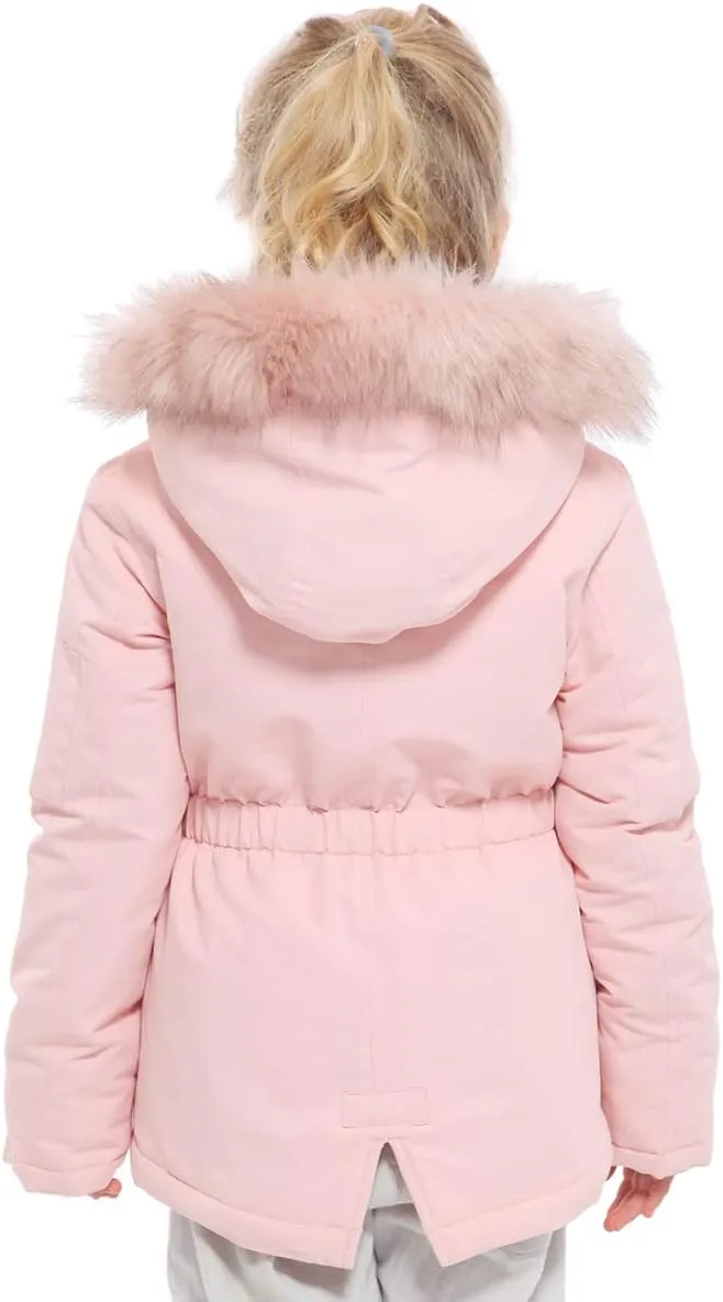 Rokka&Rolla Girls' Water-Resistant Winter Coat Warm Sherpa Fleece Lined Parka Jacket with Hooded Fur