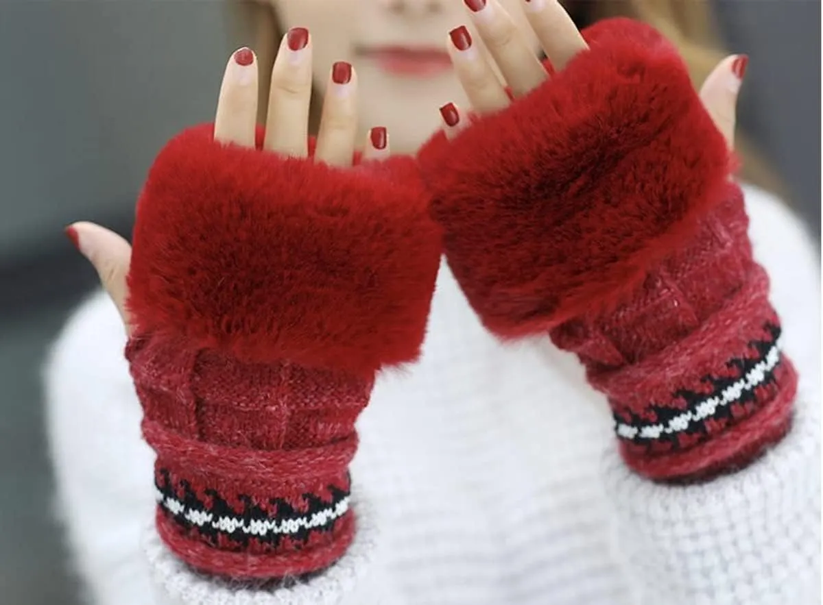 Roll Up Women's Girls Cute Winter Cozy Earflap Knitted Pom Pom Ski Cap Hat Beanies with matching Glove Mitten Set