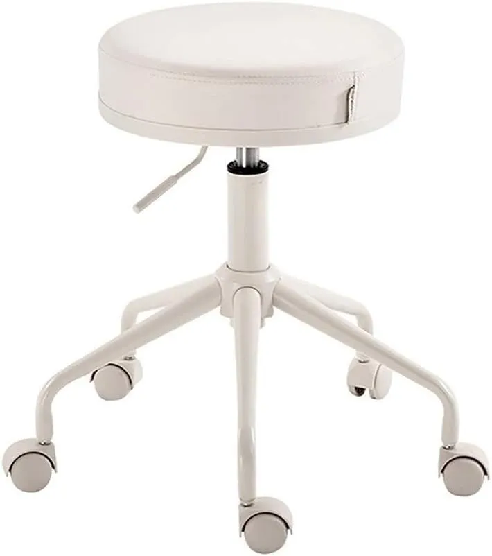 Rolling Stool Round Stool Massage Salon Heavy Duty 360 Degree Roll (Colour: Black) Wedding (White)