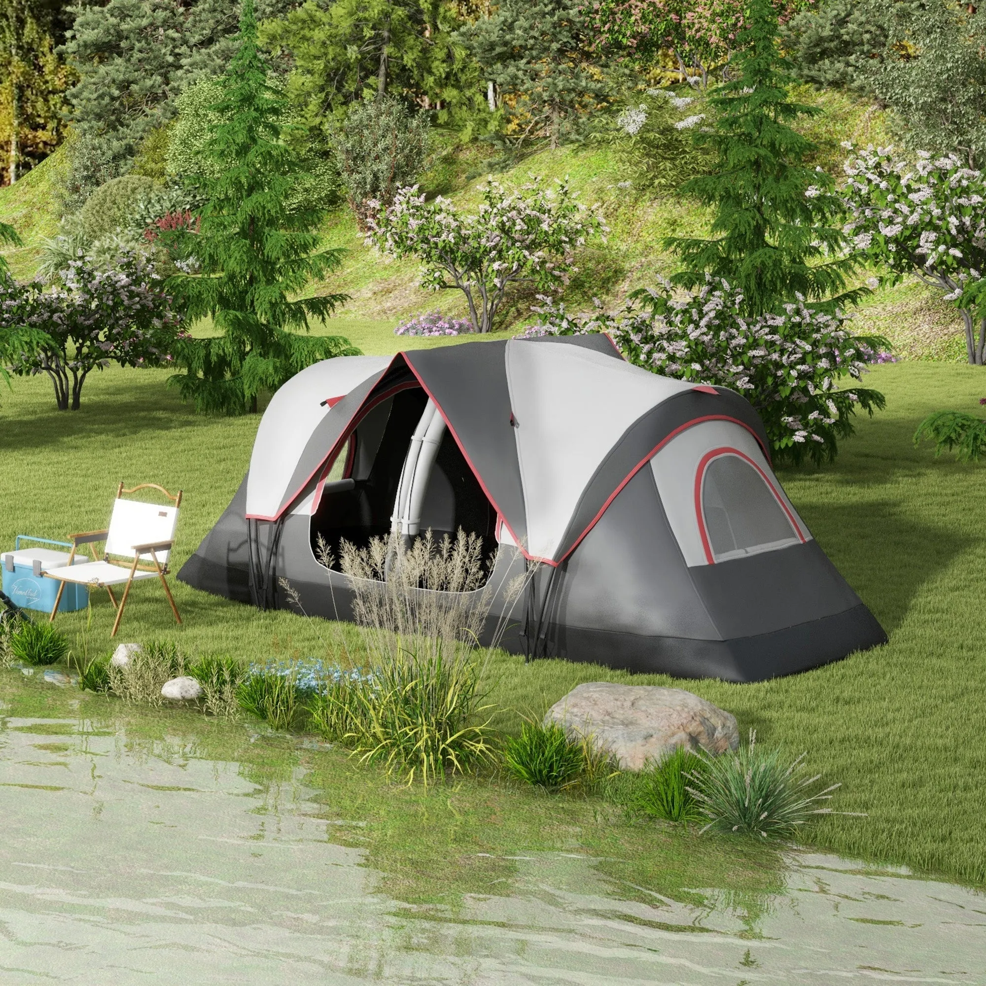 Rootz 2 Room Camping Tent - Partition Tent - Family Outdoor Shelter - Rain Protection - 450cm x 215cm x 180cm