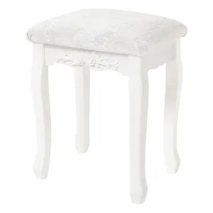 Rootz Baroque Style Makeup Stool - Vanity Chair - Padded Seat - Elegant Floral Pattern - Non-Slip Pads - 37cm x 50cm x 30cm