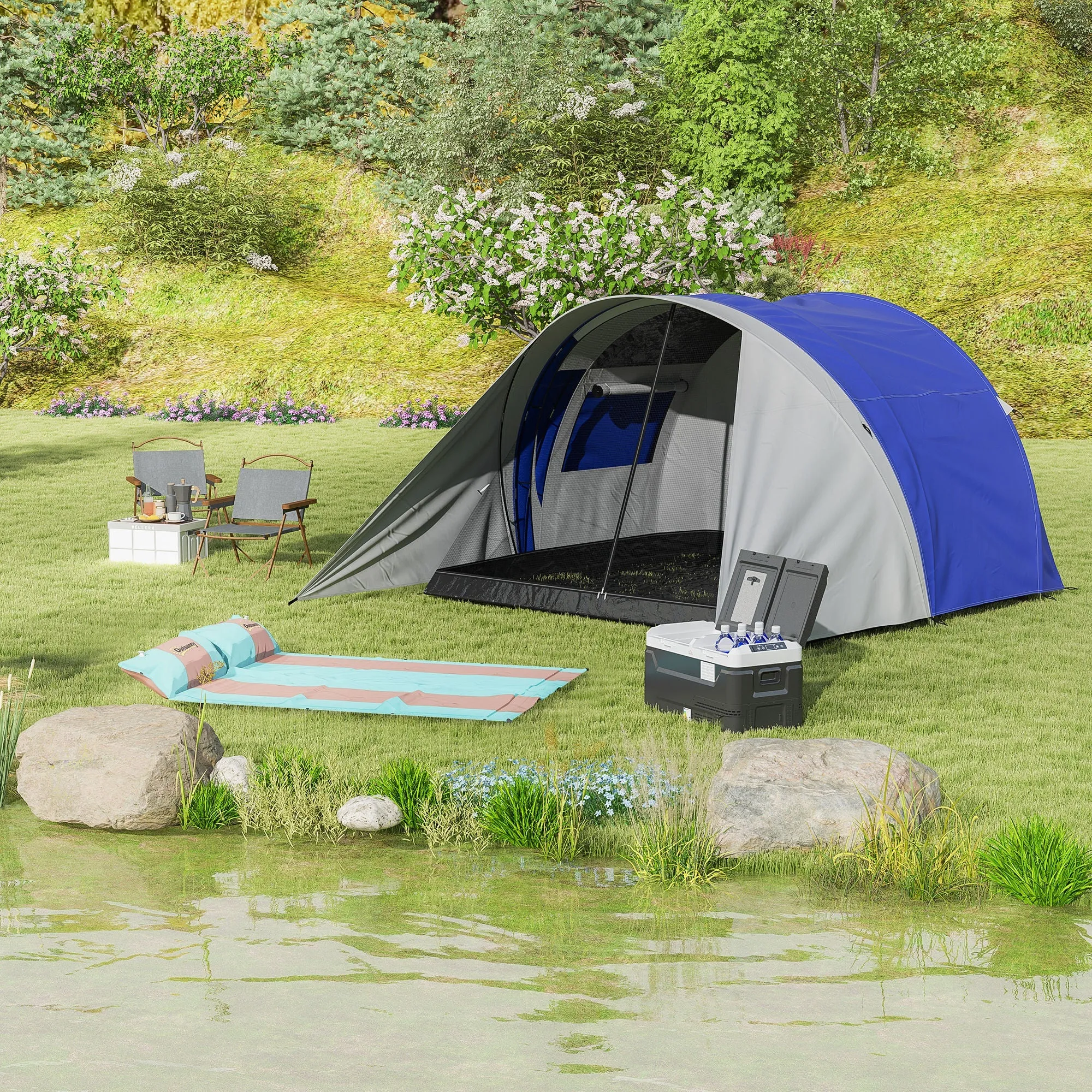 Rootz Family Camping Tent - Outdoor Tent - Backpacking Shelter - Waterproof & Ventilated - 390L x 315W x 188H cm