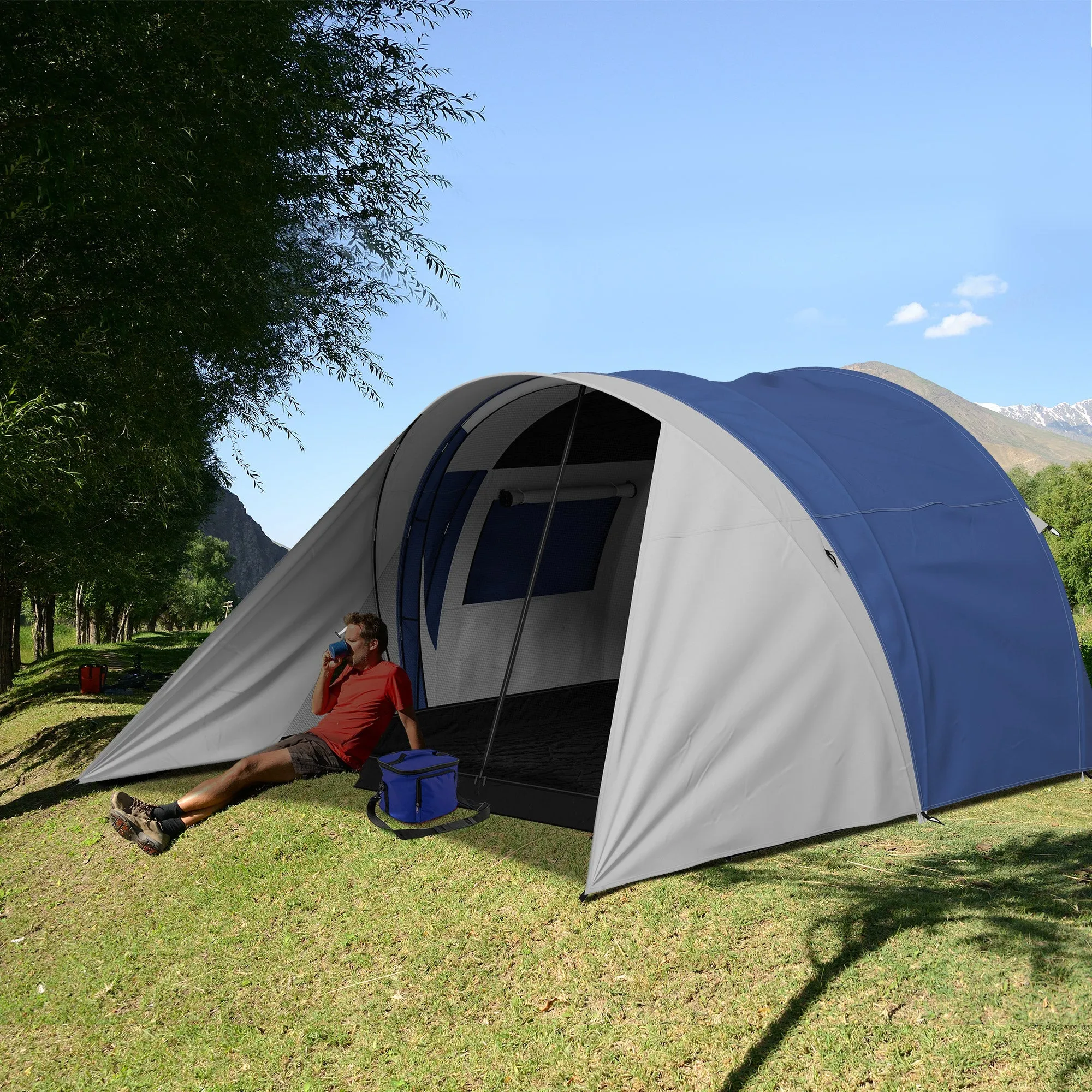 Rootz Family Camping Tent - Outdoor Tent - Backpacking Shelter - Waterproof & Ventilated - 390L x 315W x 188H cm