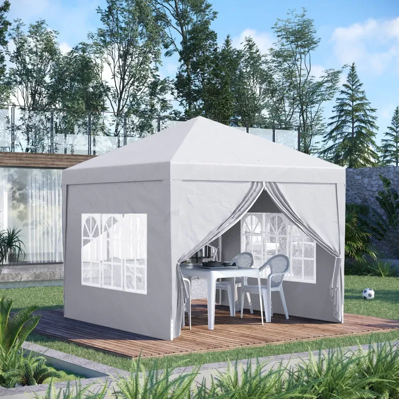 Rootz Pavilion Beer Tent - Party Tent - Event Shelter - High Stability - Quick Setup - Weather Protection - 2.95m x 2.95m x 2.58m - White