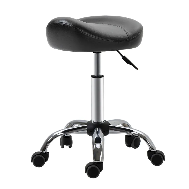Rootz Salon Stool - Office Stool - Faux Leather Stool - Height Adjustable - Ergonomic Design - 48cm x 48cm x 54-69cm