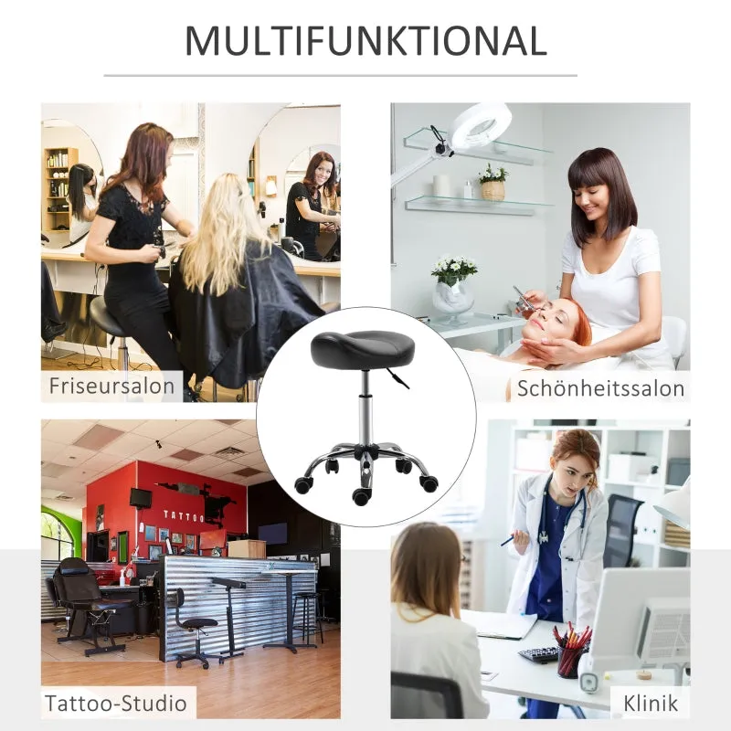 Rootz Salon Stool - Office Stool - Faux Leather Stool - Height Adjustable - Ergonomic Design - 48cm x 48cm x 54-69cm