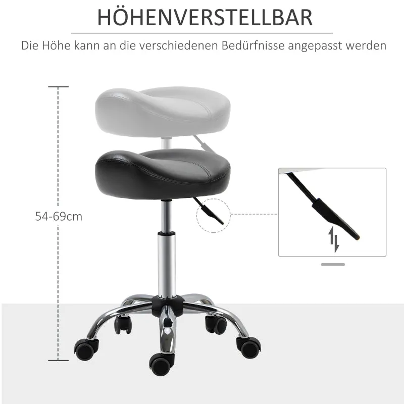 Rootz Salon Stool - Office Stool - Faux Leather Stool - Height Adjustable - Ergonomic Design - 48cm x 48cm x 54-69cm