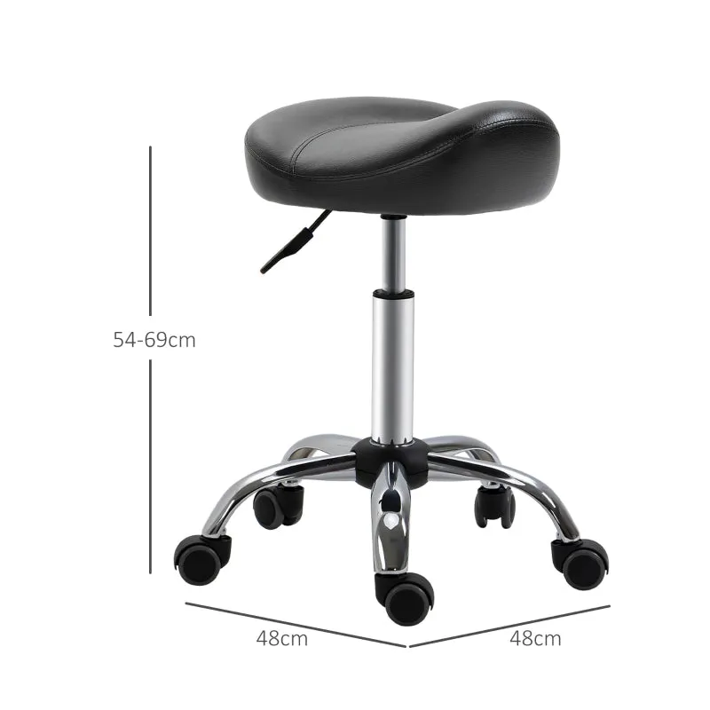Rootz Salon Stool - Office Stool - Faux Leather Stool - Height Adjustable - Ergonomic Design - 48cm x 48cm x 54-69cm