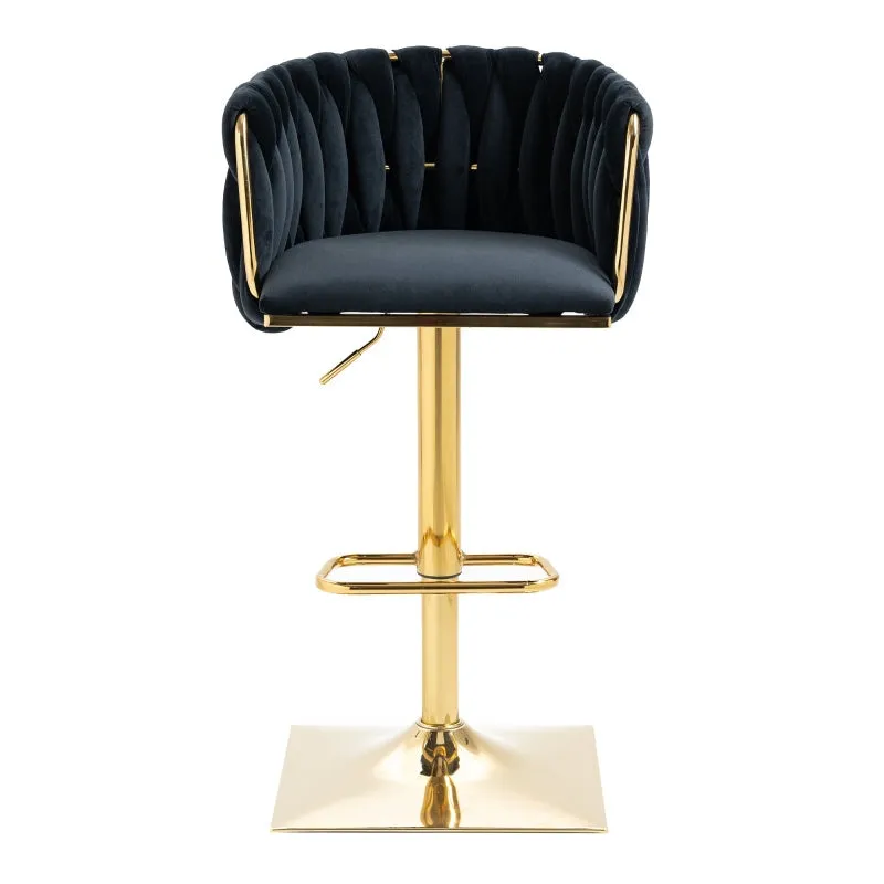 Rootz Vintage Bar Stools Set - Retro Chairs - Modern Seating - Ergonomic Support - Velvet Design - 53L x 51W x 87H cm