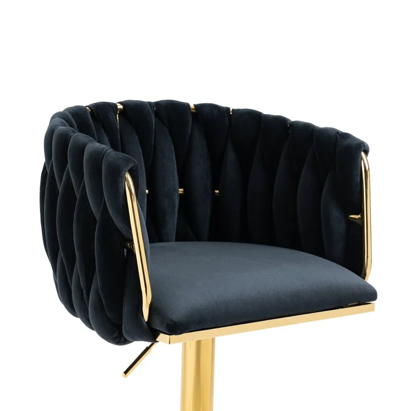 Rootz Vintage Bar Stools Set - Retro Chairs - Modern Seating - Ergonomic Support - Velvet Design - 53L x 51W x 87H cm