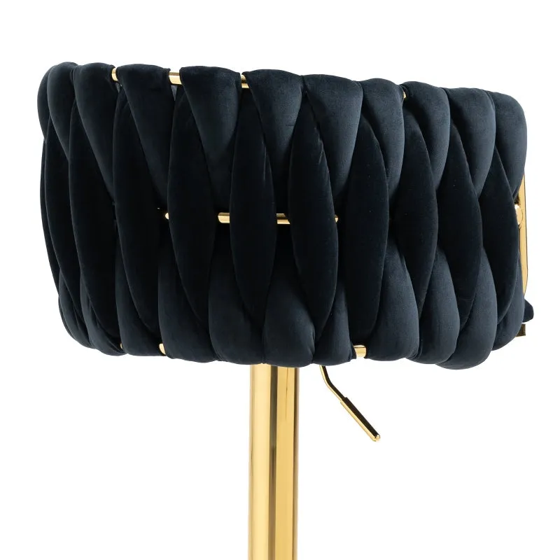 Rootz Vintage Bar Stools Set - Retro Chairs - Modern Seating - Ergonomic Support - Velvet Design - 53L x 51W x 87H cm