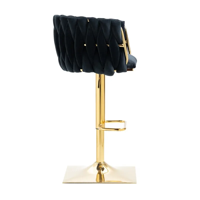 Rootz Vintage Bar Stools Set - Retro Chairs - Modern Seating - Ergonomic Support - Velvet Design - 53L x 51W x 87H cm