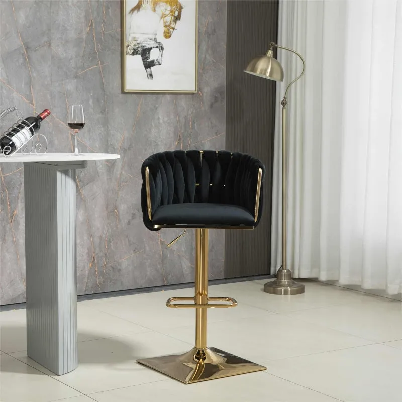 Rootz Vintage Bar Stools Set - Retro Chairs - Modern Seating - Ergonomic Support - Velvet Design - 53L x 51W x 87H cm